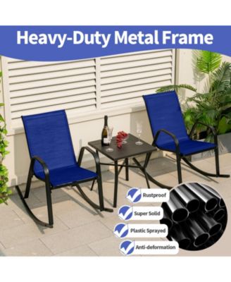 Set of 2 Metal Patio Rocking Chair with Breathable Seat Fabric