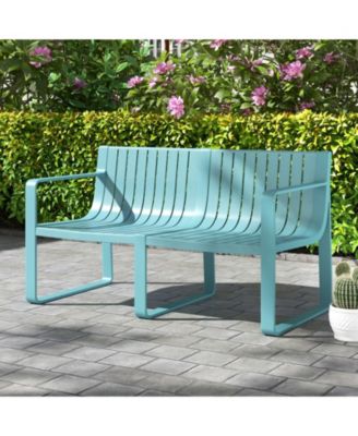 Weather-resistant Plastic 2-Person Bench with Curved Backrest