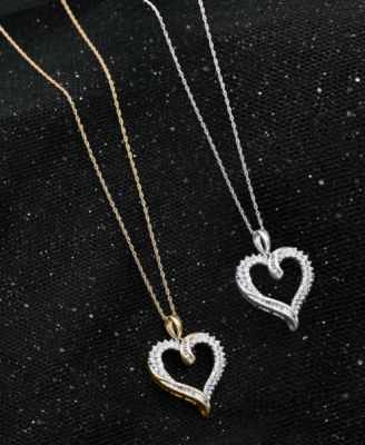 Diamond Twist Heart 18" Pendant Necklace (1/2 ct. t.w.) in 14k White Gold or 14k Yellow Gold, 18" + 2" extender, Exclusively at Macy's