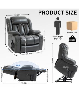 Dual Motor Infinite Position Up to 350 LBS Leatheraire Power Lift Recliner Chair with Vibration Massage and Lumbar Heating