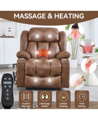 Dual Motor Infinite Position Up to 350 LBS Leatheraire Power Lift Recliner Chair with Vibration Massage and Lumbar Heating