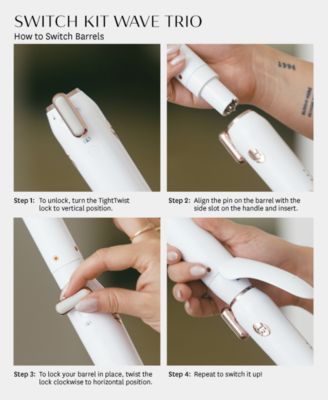 Switch Kit Wave Trio Professional Ionic Interchangeable Curling Iron with 3 CeramicClip & Wand Barrels for Curling and Waving