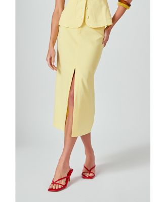 Women's Front Slit Linen Maxi Skirt