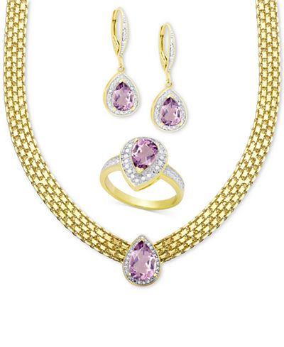 Victoria Townsend Amethyst (5-1/2 ct. t.w.) and Diamond (1/10 ct. t.w.) Jewelry Set in 18k Yellow and Rose Gold over Silver-Plated Brass
