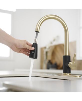 Single-Handle Pull-Out Sprayer Kitchen Faucet with Supply Lines in Matte Black and Brushed Nickel