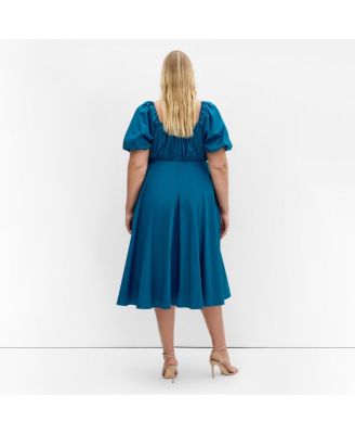 blue plus size corset dress LaDivine CD721C Corset Beaded Formal Long A Line Plus Size Dress