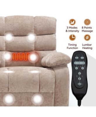 Lift Recliner Chair Heat Massage Dual Motor Infinite Position Up to 350 LBS Large Electric Power Lift Recliners with Power-Remote, Medium-firm and Heavy duty