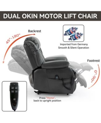 Dual Motor Infinite Position Up to 350 LBS Electric Leatheraire Power Lift Recliner Chair with 8-Point Vibration Massage and Lumbar Heating
