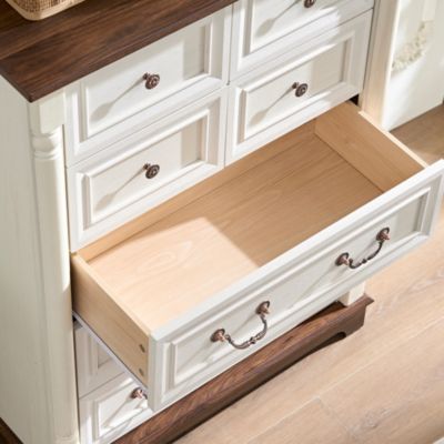 CASAINC 7 Drawer Bathrooom Cabinet Chest with Wooden Base and Riser Trim