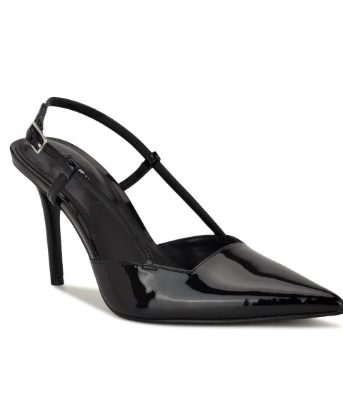 Женские туфли Nine West Mianda Slingback Stiletto Pumps, цвет: Чёрный лаковый