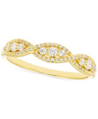 Macy's - Diamond Trio Cluster Infinity Halo Band (1/4 ct. t.w.) in 14k Gold