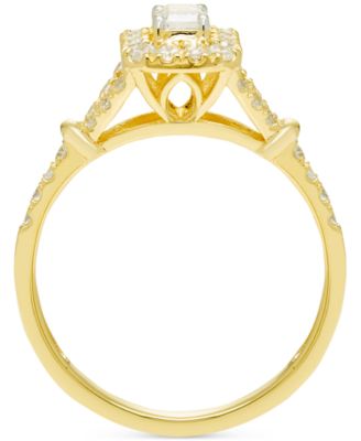 Diamond Emerald-Cut Halo Engagement Ring (5/8 ct. t.w.) in 14k Gold