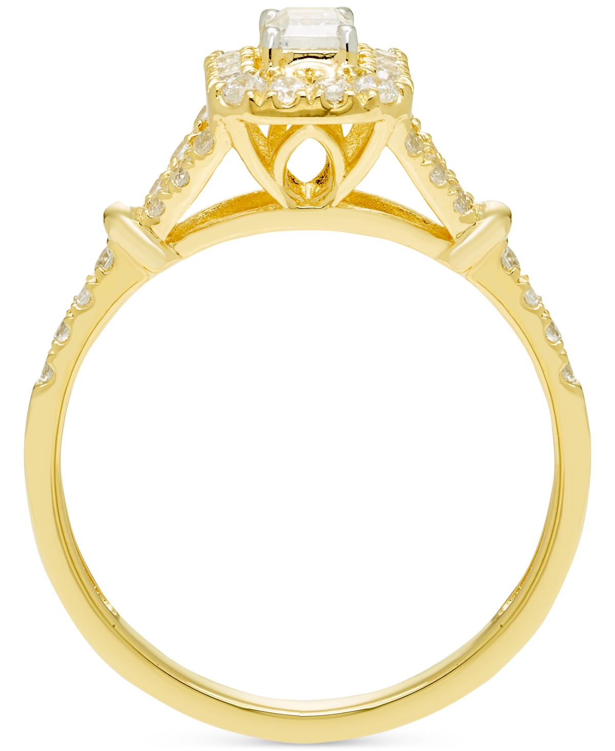 Macy's Diamond Emerald-cut Halo Engagement Ring (5/8 Ct. T.w.) In 14k Gold In Gold