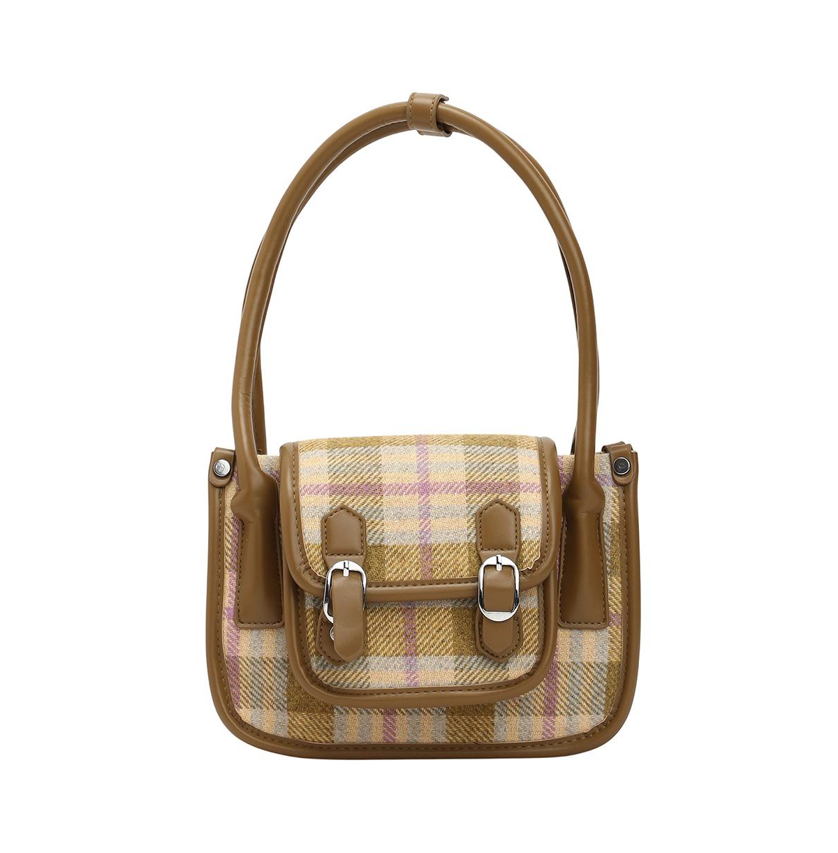 Women's The Tartan Shoulder Bag - Tan Brown & Yellow Ochre - Brown
