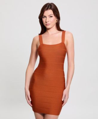 Women's Solid Square-Neck Short Bodycon Dress