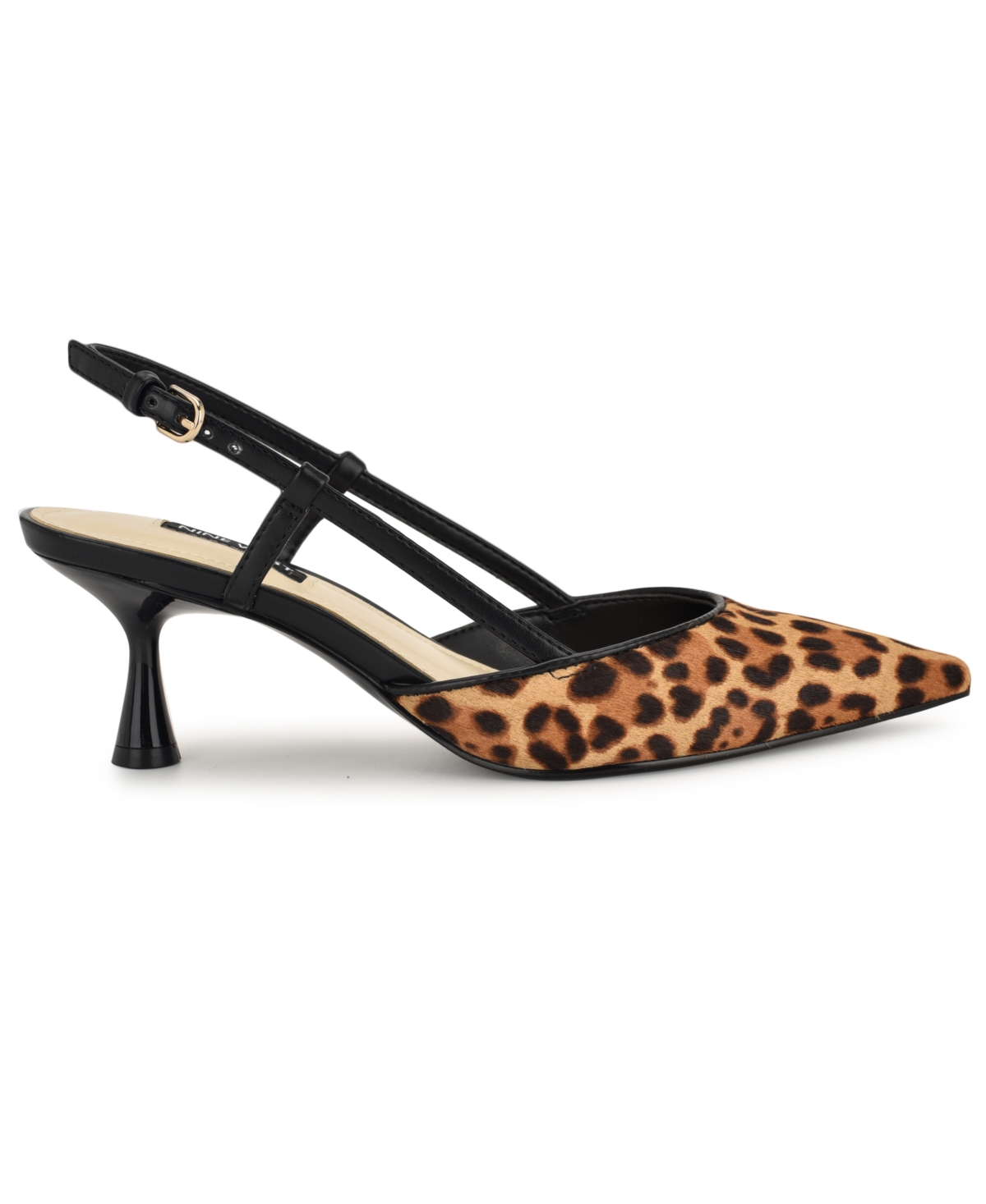 Nine West Rhonda Slingback Pointed Toe Kitten Heel Pump In Animal Print
