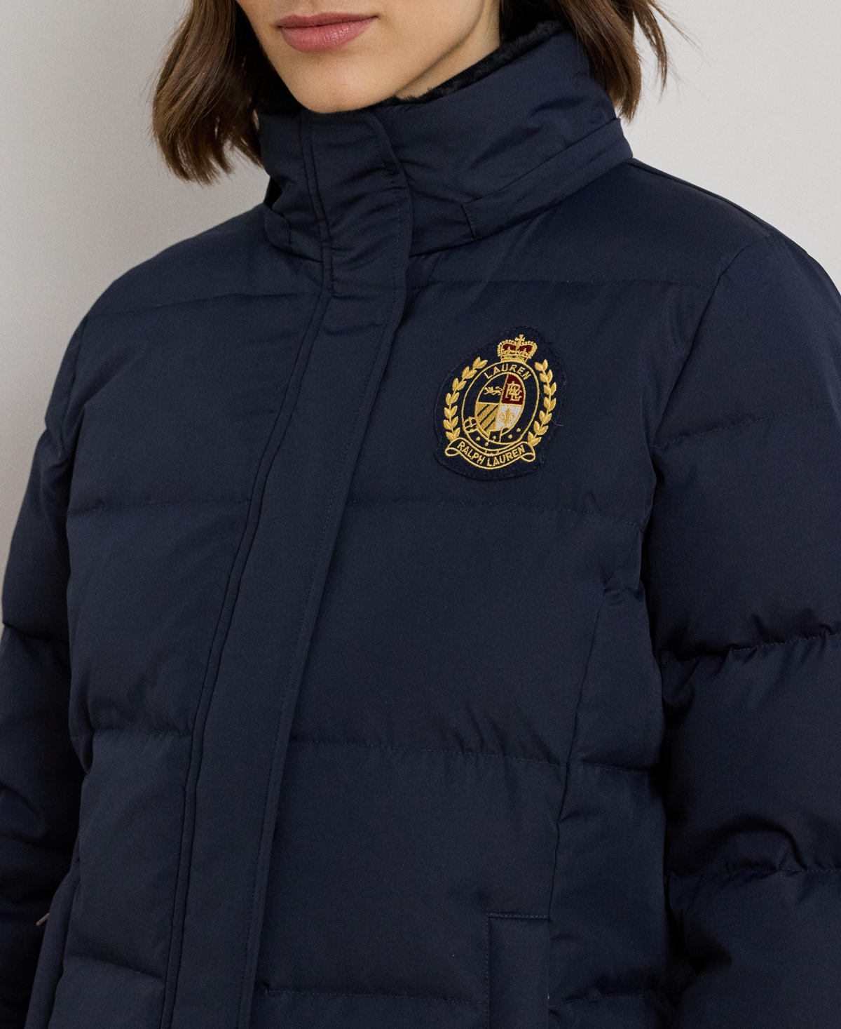 Ralph Lauren Women's Faux-fur-trim Collared Puffer Coat In Blue