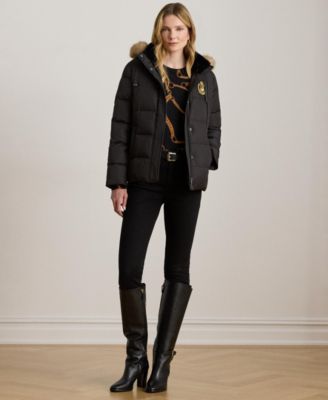 Women's Faux-Fur-Trim Collared Puffer Coat