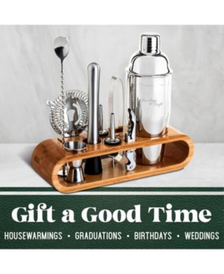 Bartender Kit 10-Piece Bar Tool Set with Bamboo Stand