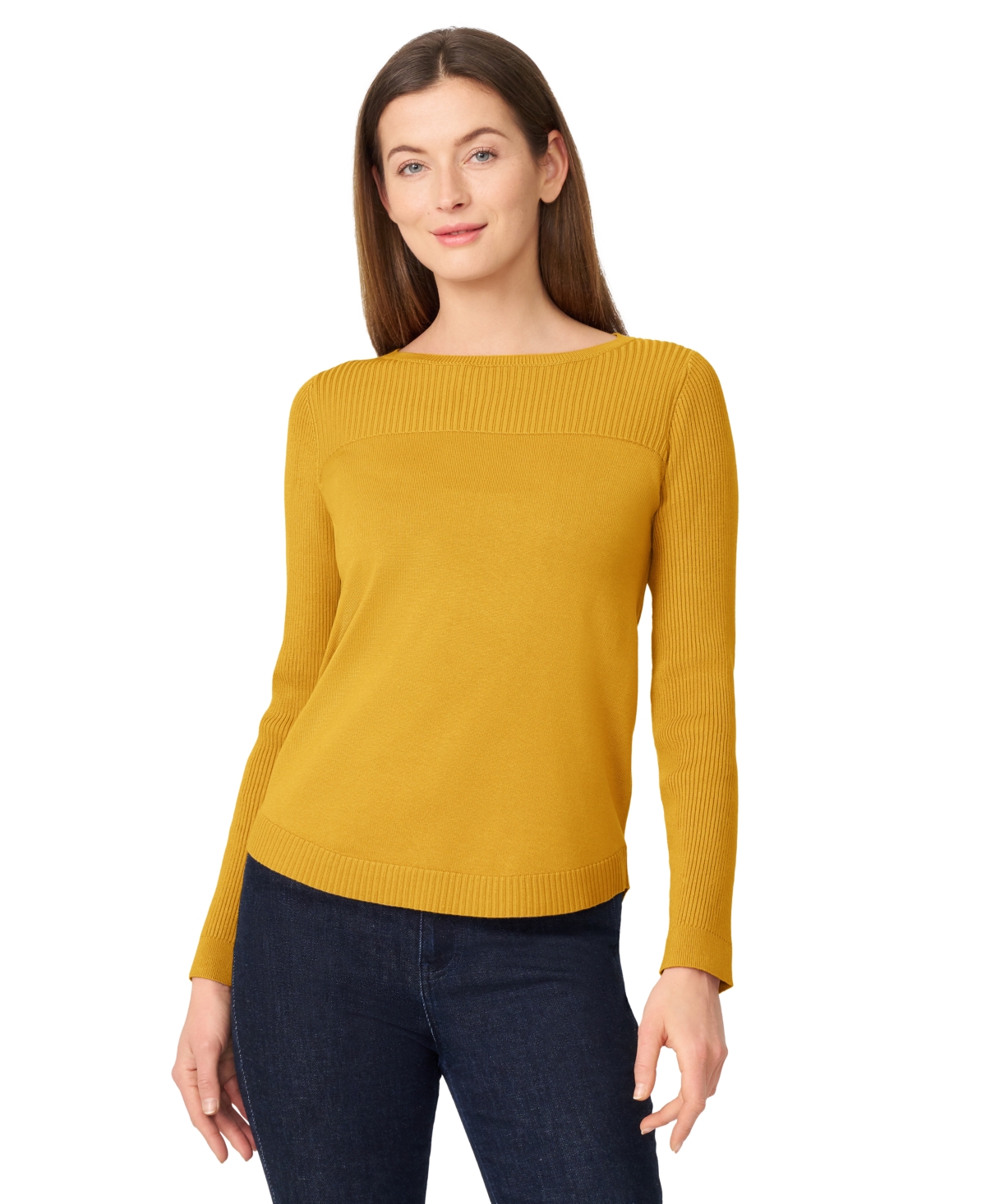 Women's Boat Neck Long-Sleeve Sweater - Blush Pink