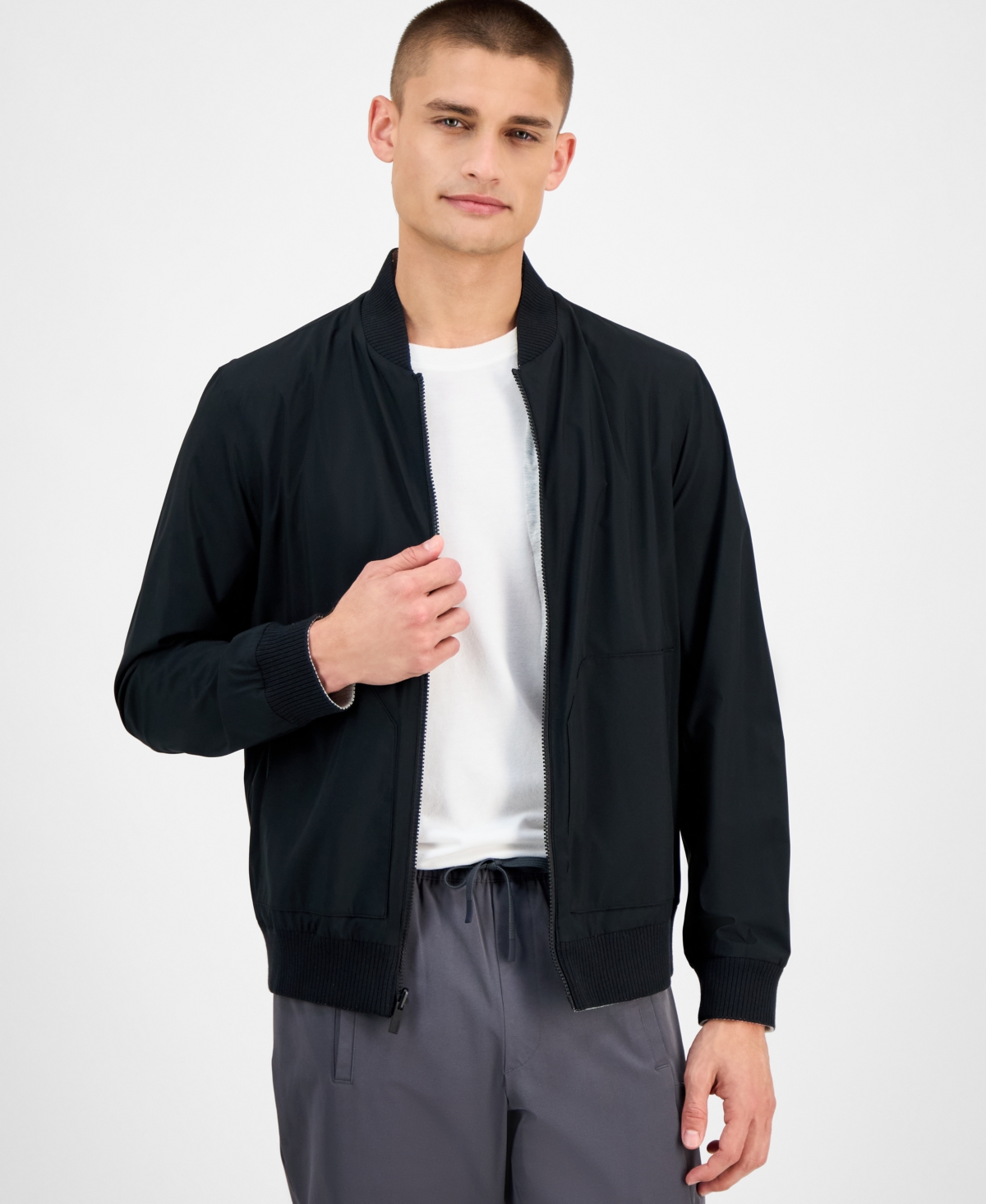 Men's Reversible Jacket, Exclusively at Macy's - Deep Black