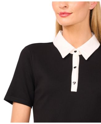 Women's Short Sleeve Contrast Collar Polo Top