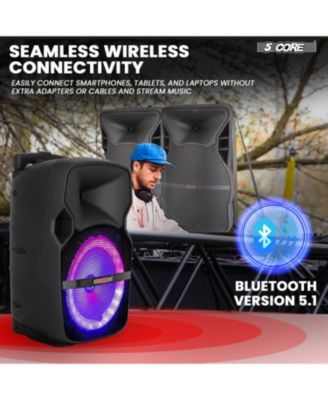 Party Speaker Bluetooth 400W Big Powered Rechargeable Outdoor PA DJ System w 2 Wireless Mics