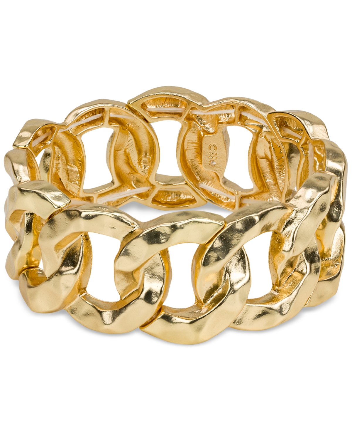Patricia Nash Matte Hammered Link Stretch Bracelet In Gold