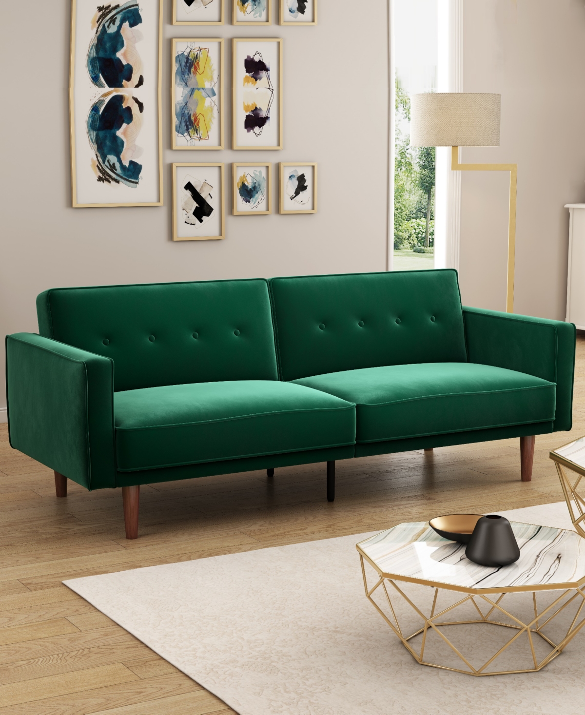 Gold Sparrow 84" Velvet Blake Convertible Sofa Bed, Created For Macy's