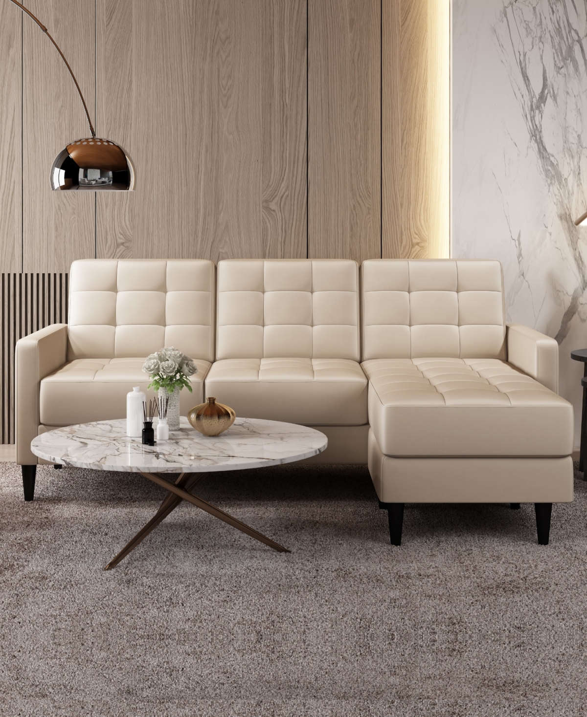 Gold Sparrow 82" Velvet Logan Reversible Sectional Sofa With Ottoman, Created For Macy's