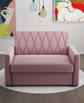 51" Velvet Riverside Convertible Loveseat Bed, Created for Macy's
