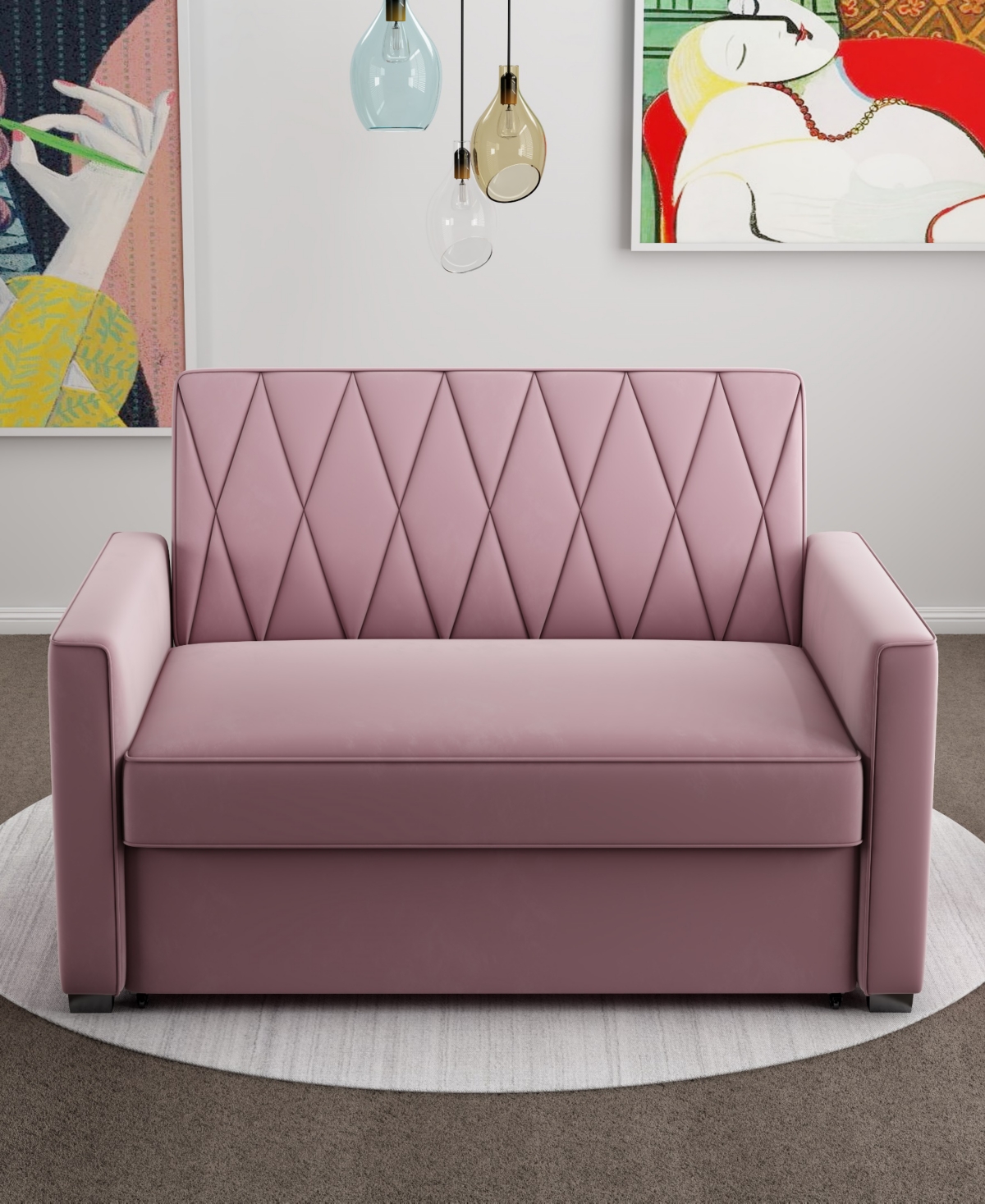 Gold Sparrow 51" Velvet Riverside Convertible Loveseat Bed, Created For Macy's