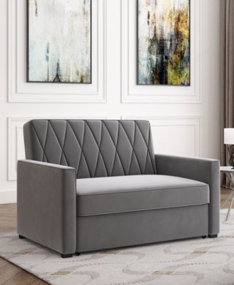 51" Velvet Riverside Convertible Loveseat Bed, Created for Macy's