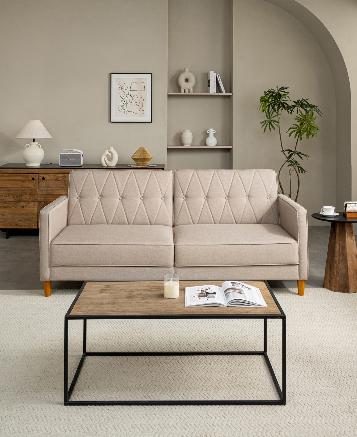 Gold Sparrow 77" Polyester Victoria Convertible Sofa Bed, Created For Macy's