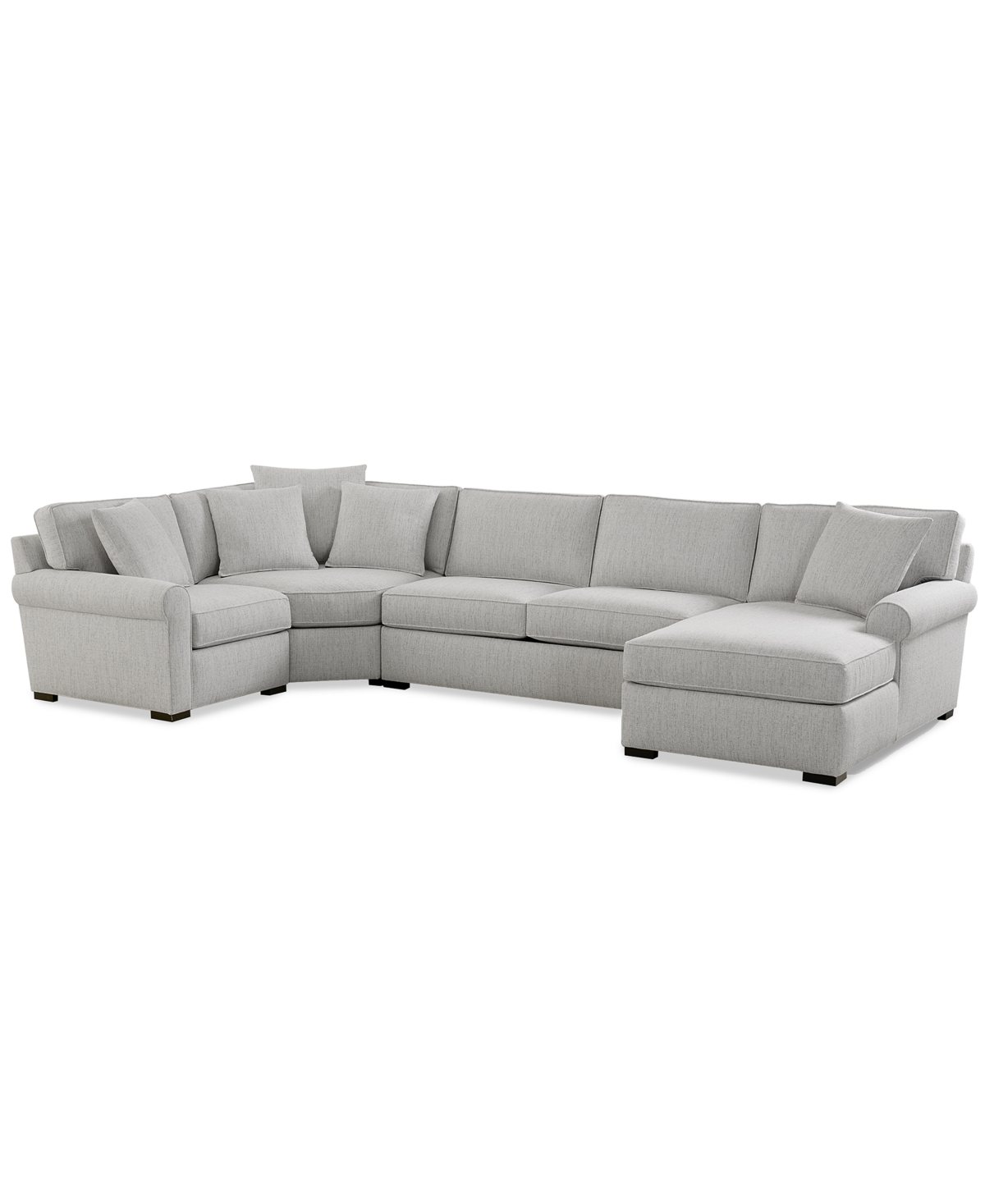 Macy's Radley Roll Arm 148" 4-pc. Fabric Chaise Sectional With Wedge, Exclusively At  In Gray