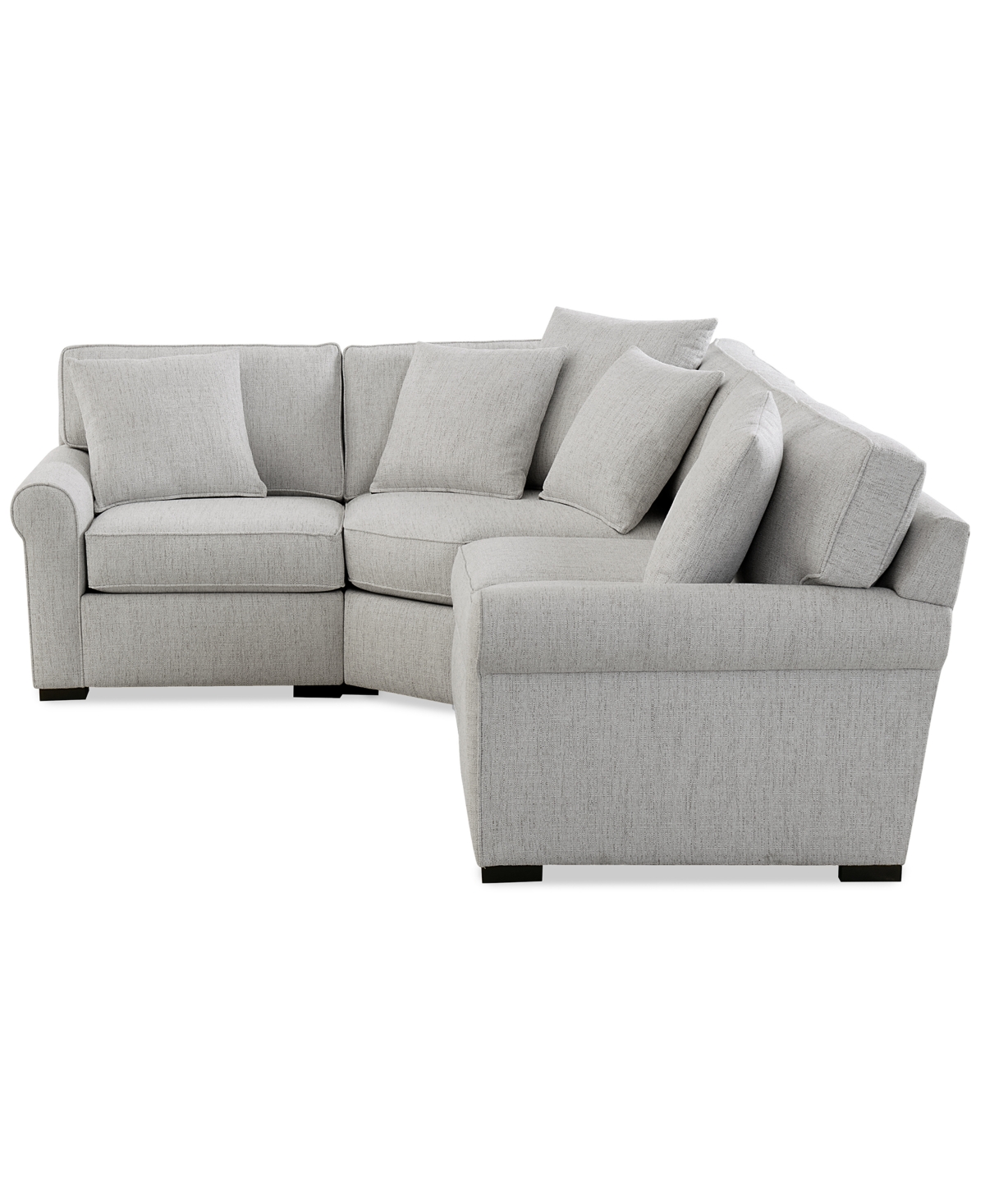 Macy's Radley Roll Arm 115" 4-pc. Fabric L Sectional With Wedge, Exclusively At  In Gray