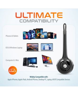 Wireless Computer Headset with USB Dongle and Hook, Bluetooth Headset with Noise Canceling Mic, 15 Hrs talk time, Wireless Headset for Computer, Cell Phone, Drivers, Office, Call Center - Black