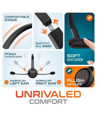 Noise Canceling Bluetooth Computer Headset with Charging Dock, Auto Pair USB Dongle for PC/Laptop, Compatible with MS Teams, Zoom, Google Meet, and More | Black