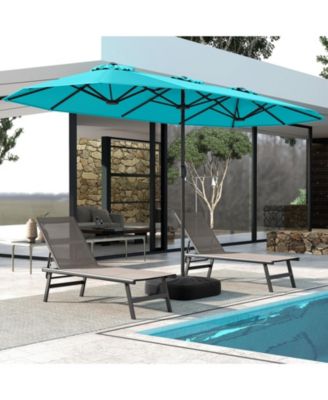 13FT Double-sided Patio Umbrella w/ Crank Handle Umbrella Base Safety Lock