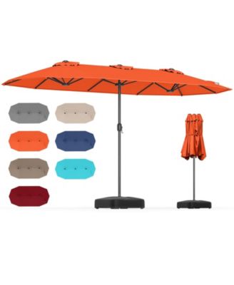 13FT Double-sided Patio Umbrella w/ Crank Handle Umbrella Base Safety Lock