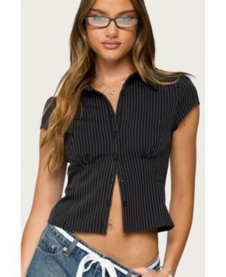 Juney Pinstripe Tailored Button Up Shirt