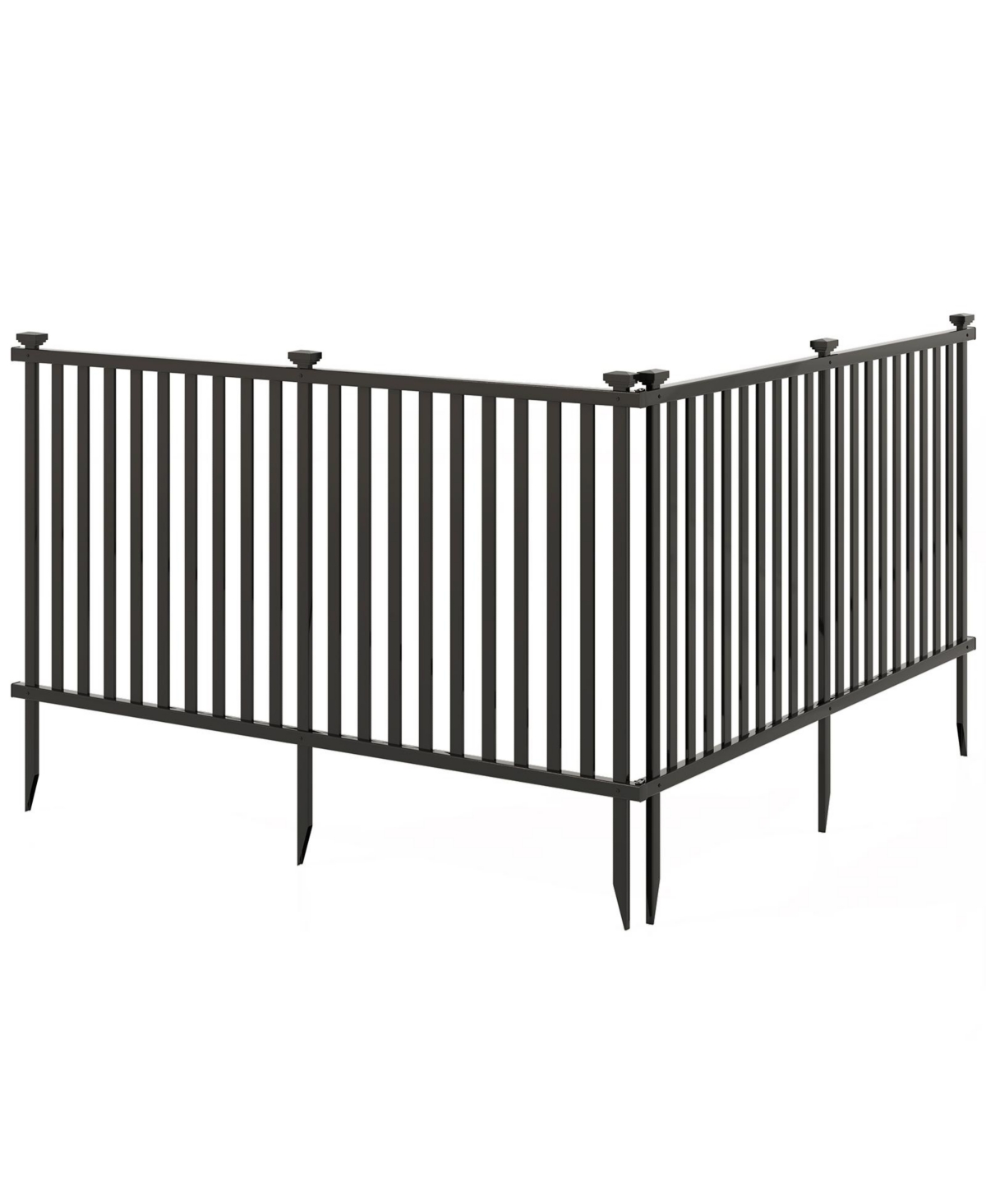 2 Piece Vinyl Picket Fence Set for Garden and Yard Decoration - Black