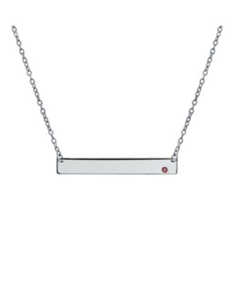 Horizontal Sideway Inspirational Flat Bar Name Plated Pendant Necklace .925 Sterling Crystal Accent