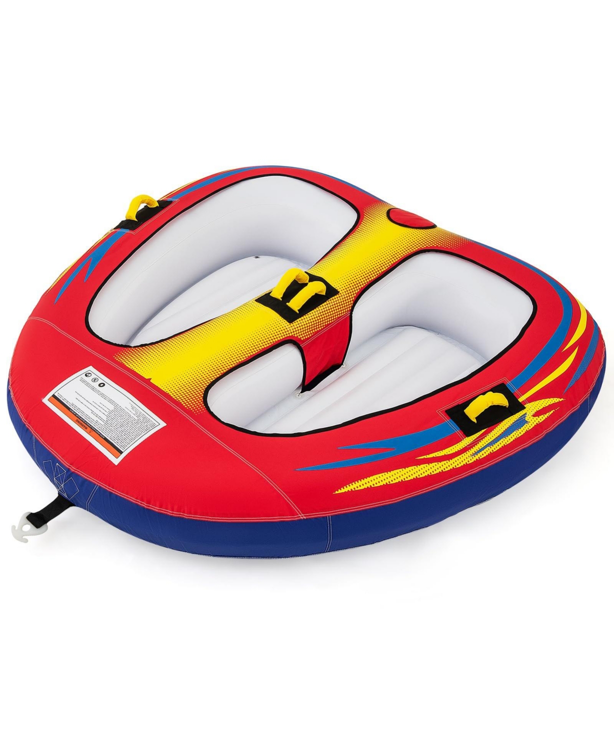 1 or 2 Person Inflatable Towable Tube for Boating with Drainage - Red