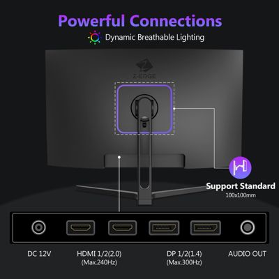 UG27H 27 inch 1080P Full HD 1920 x 1080 300 Hz 1 ms Curved Gaming Monitor, Ultra-Slim Beze