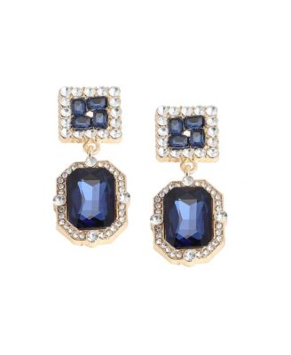 Womens Blue Crystal Drop Earrings