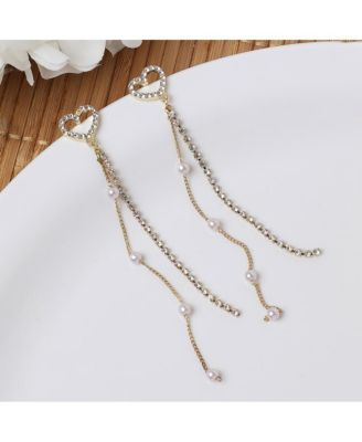 Women's White Sleek Drop Earrings