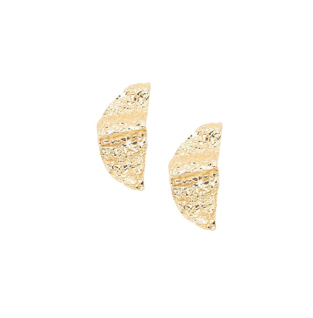Women's Gold Dented Metallic Drop Earrings - Gold