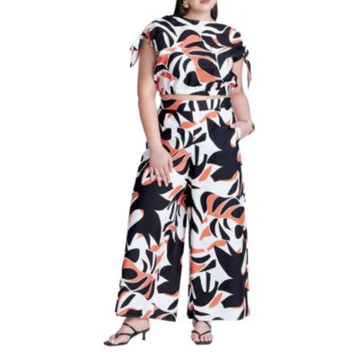 Women's Plus Size Wide Leg Printed Pant