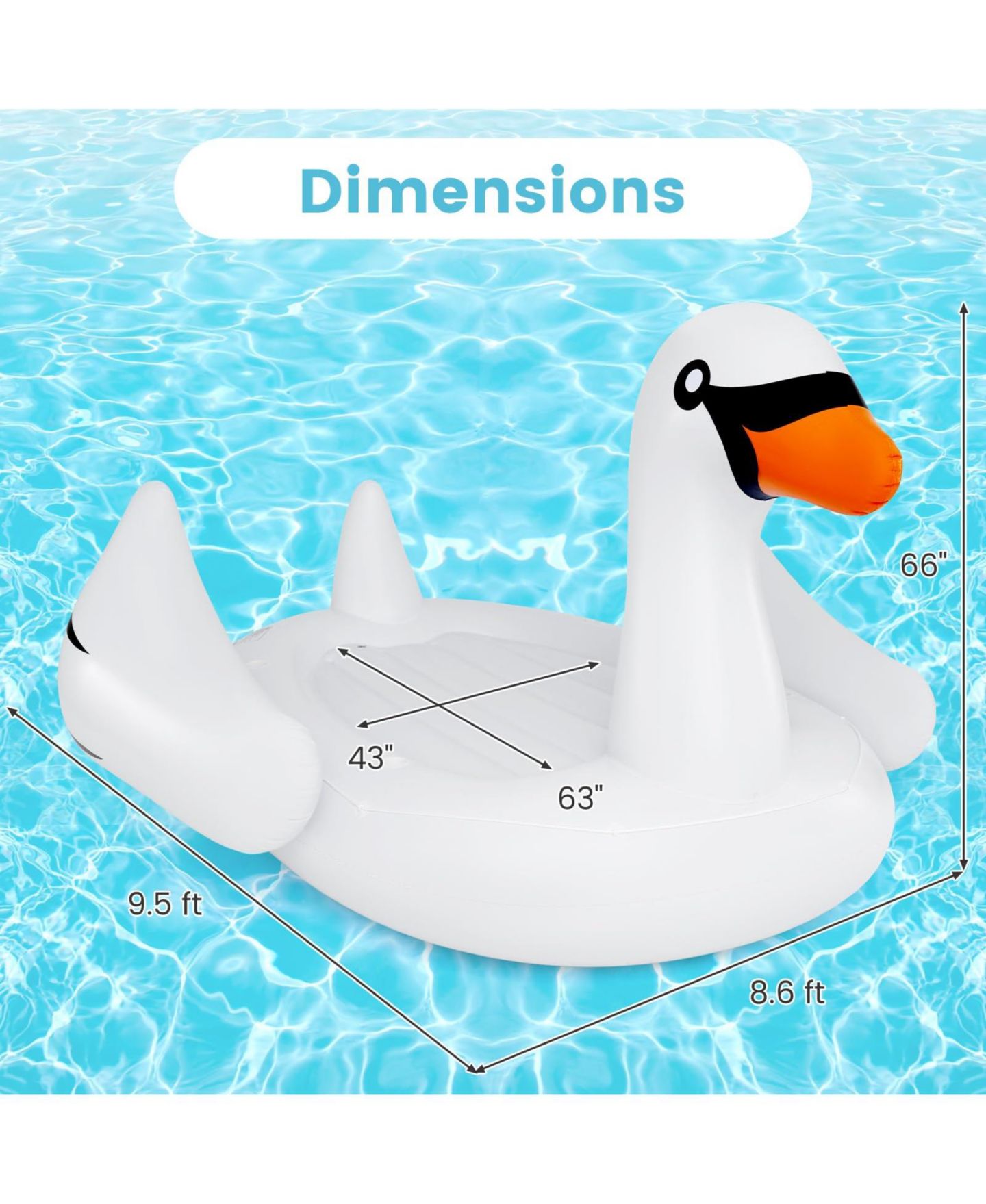 Детская игрушка Mecale Giant Inflatable Swan Floating Island 4-Person Pool Float with 4 Cups Holders, цвет: Белый — фото 3